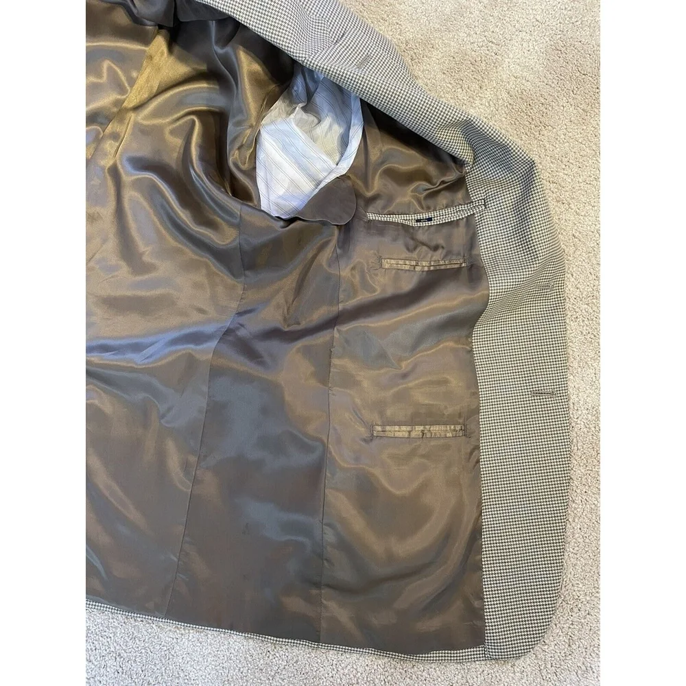 Macy's Club Room Brown Tan Houndstooth Sport Coat Blazer 42R